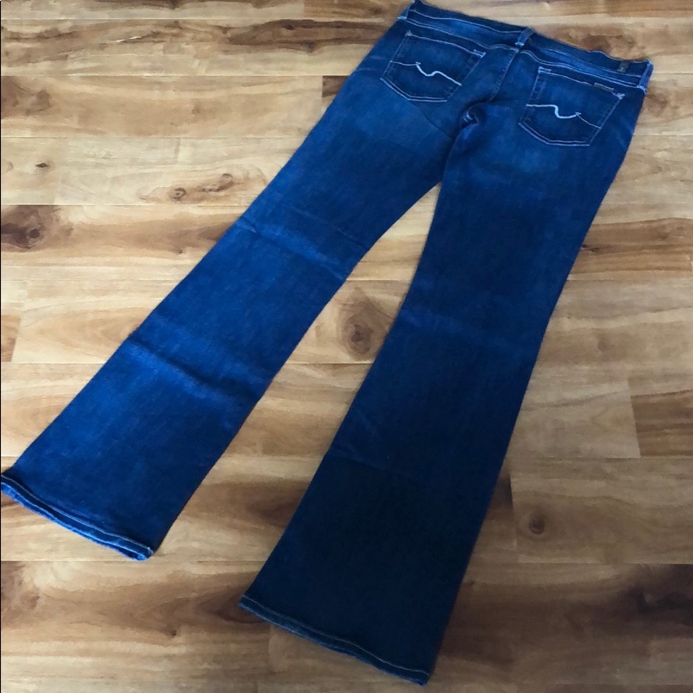 7 For All Mankind Women’s Boot Cut Jeans Dark Blue 30 Low Rise long 7FAMK - Picture 8 of 14